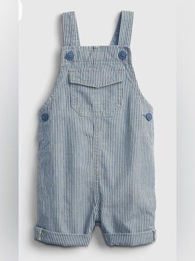 Baby Gap Blue White Striped Seersucker Shortalls Romper Overalls 6M